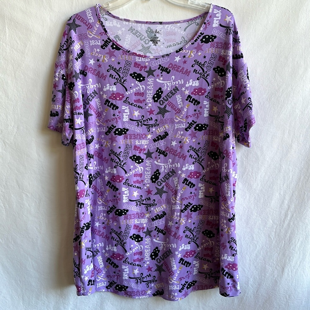 Just Be lilac sleep shirt with fun print, size 3X
